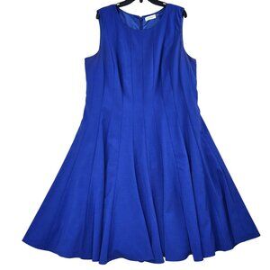 Calvin Klein Blue Sleeveless Fit & Flare Dress 18W Polyester